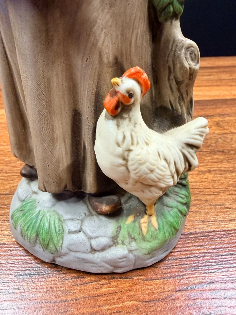 HOMCO Woman Collecting Eggs with Chicken Figurine #1434